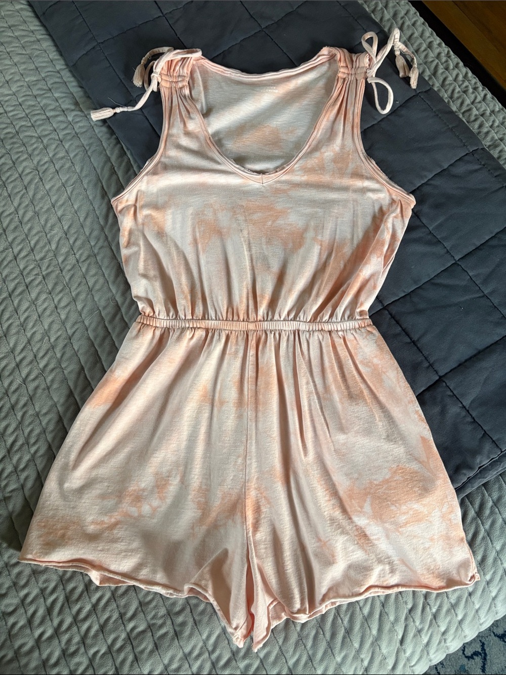 Tie-Shoulder Peach Romper